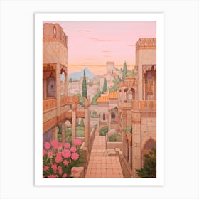 Byblos Lebanon 1 Vintage Pink Travel Illustration Art Print