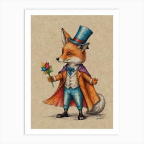 Fox In Top Hat 1 Art Print