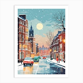 Winter Travel Night Illustration Liverpool United Kingdom 1 Art Print