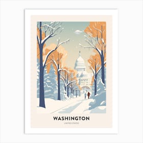 Vintage Winter Travel Poster Washington Dc Usa 3 Art Print