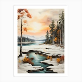 Sunset In The Woods 1 Art Print