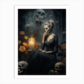 An Image Of An Attractive Woman Sitting Art Print