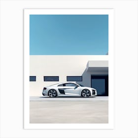 White Audi R8 RS8 Art Print