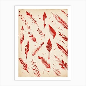 Brushstroke Designed Hand Drawn Arrow Icons Detailed Brushwork Strokes Visible Mix Of Red And Bro Art Print