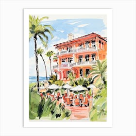 The Ritz Carlton Bacara, Santa Barbara   Santa Barbara, California   Resort Storybook Illustration 5 Art Print