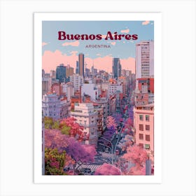 Buenos Aires Argentina Lapacho Trees Digital Travel Art Art Print