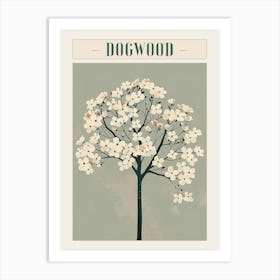 Dogwood Tree Minimal Japandi Illustration 4 Poster Art Print