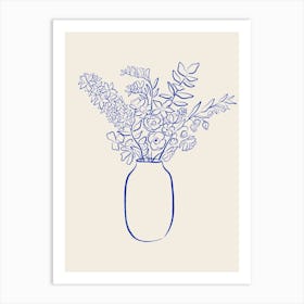 Flower Vase - Royal Blue Art Print