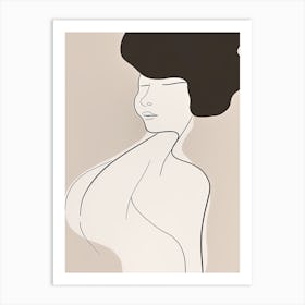 Woman Silhouette Line Art Abstract 6 Art Print