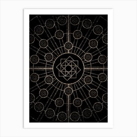 Geometric Glyph Radial Array in Glitter Gold on Black n.0096 Art Print