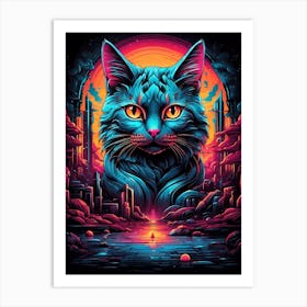 Psychedelic Cat 14 Art Print