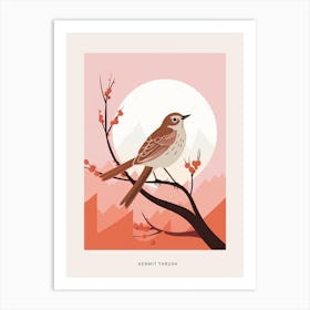 Minimalist Hermit Thrush 2 Bird Poster Art Print