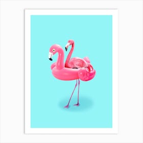 Flamingo On Vacation Art Print