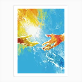 Two Hands Reaching For Each Other 1 Art Print