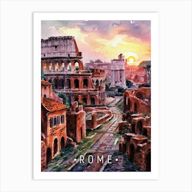 Rome At Sunset Art Print