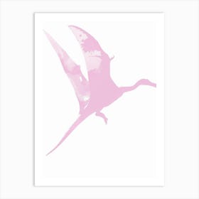 Pink Pterodactyl Dinosaur Silhouette 2 Art Print