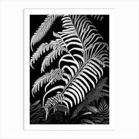 Dwarf Tree Fern Linocut Art Print