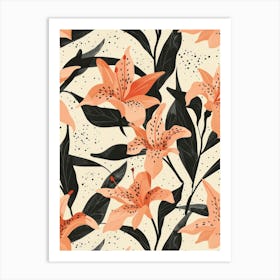 Seamless Pattern With Lilies Art Print