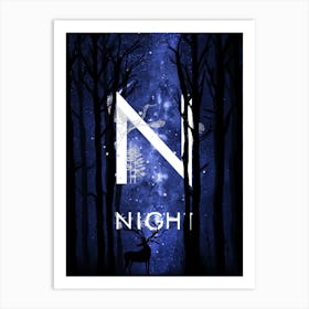 Night - Starry Night and Moon #13 Art Print