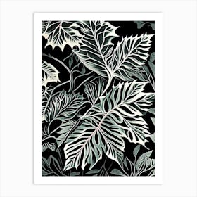 Mint Leaf Linocut 1 Art Print