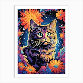 Starry Eyed Predators, Psychedelic Cats series Art Print