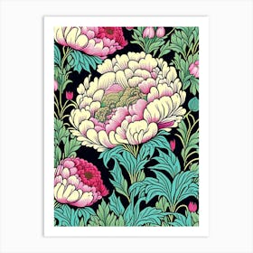 Mass Plantings Of Peonies 1 Colourful Drawing Art Print