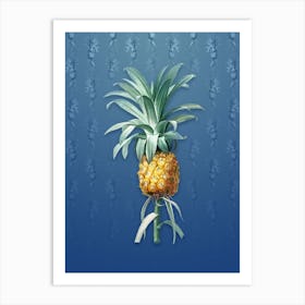 Vintage Pineapple Botanical on Bahama Blue Pattern n.2527 Art Print