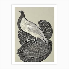 Pheasant 2 Linocut Bird Art Print