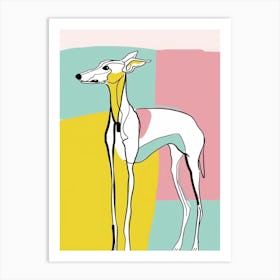 Greyhound Dog Pastel Line Watercolour Illustration  1 Art Print