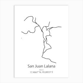 San Juan Ixcaquixtla,Mexico Minimalist Map Art Print