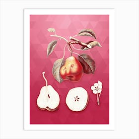 Vintage Pear Botanical in Gold on Viva Magenta n.0179 Art Print
