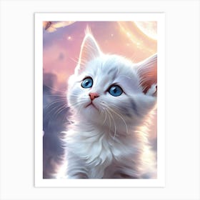 White Cat With Blue Eyes Art Print