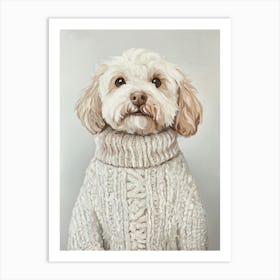 Cockapoo In Winter Woolly Jumper Art Print