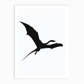 Black Pterodactyl Dinosaur Silhouette Art Print
