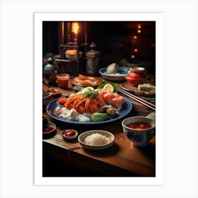 Asian Food On A Table Art Print