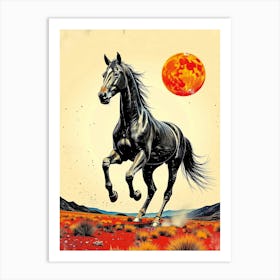 Dark Horse Run - Grunge Color Style Art Print