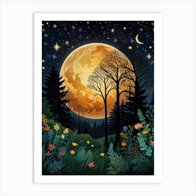 Full Moon In The Forest 1 Art Print