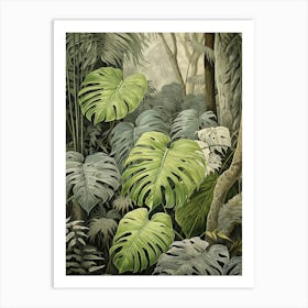 Vintage Jungle Botanical Illustration Monstera 3 Art Print
