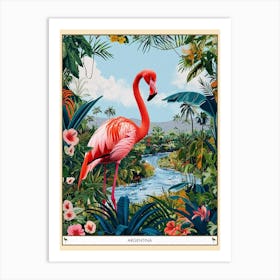 Greater Flamingo Argentina Tropical Illustration 3 Poster Art Print