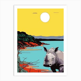 Geometric Line Rhino Portrait 2 Art Print