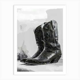 Black Cowboy Boots Art Print