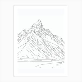Mount Cook Usa Line Drawing 7 Art Print