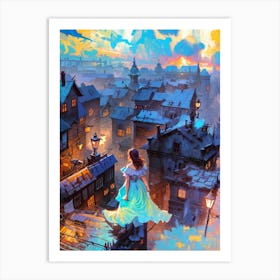 Young Girl On The Roof Art Print