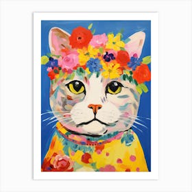 Scottish Fold Cat With A Flower Crown Painting Matisse Style 4 Art Print