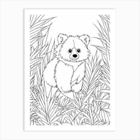 Line Art Jungle Animal Red Panda 3 Art Print