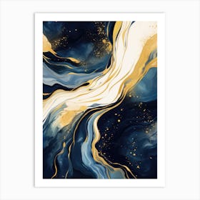 Abstract Blue And Gold Painting Art Print