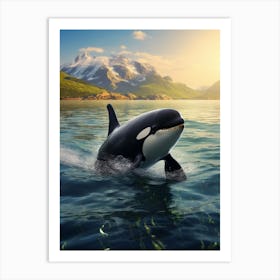 Realistic Photography Style Of Orca Whale With Sun Beams Art Print