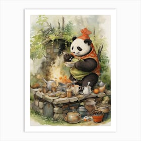 Panda Art Brewing Watercolour 4 Art Print