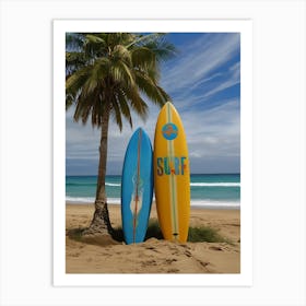 Surfboards On The Beach Art Print