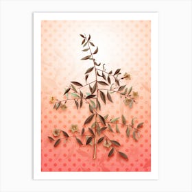 Goji Berry Vintage Botanical in Peach Fuzz Polka Dot Pattern n.0014 Art Print